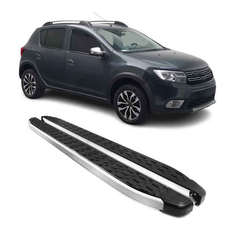 Marchepieds Latéraux pour Dacia Sandero Stepway 2013-2020 Gris Noir Aluminium 2x