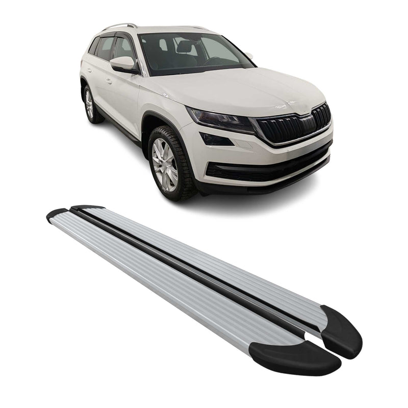 Marchepieds Latéraux pédale pour Skoda Kodiaq 2016-2024 Aluminium Argent 2Pcs