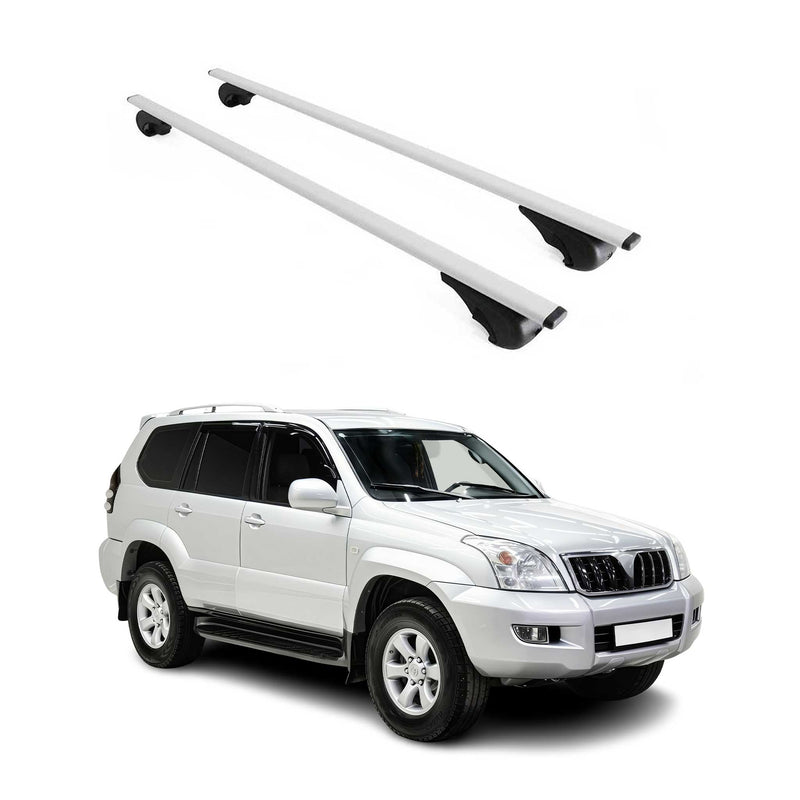 Barres de toit Transversales pour Toyota Land Cruiser J12 2002-2009 Fer Argent