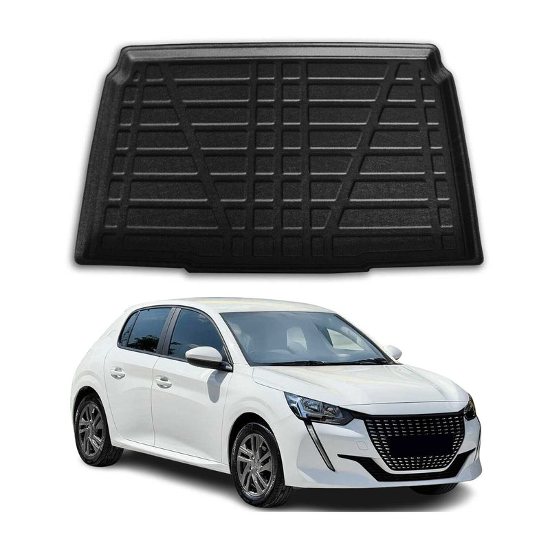 Tapis de Coffre pour Peugeot 208 2020-2022 HB en TPE Noir