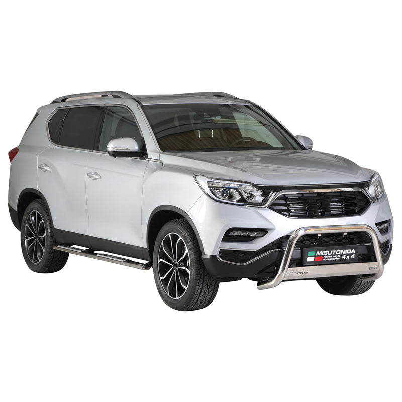 Marchepieds Latéraux pour SsangYong Rexton 2018-2025 Acier Inoxydable Argent