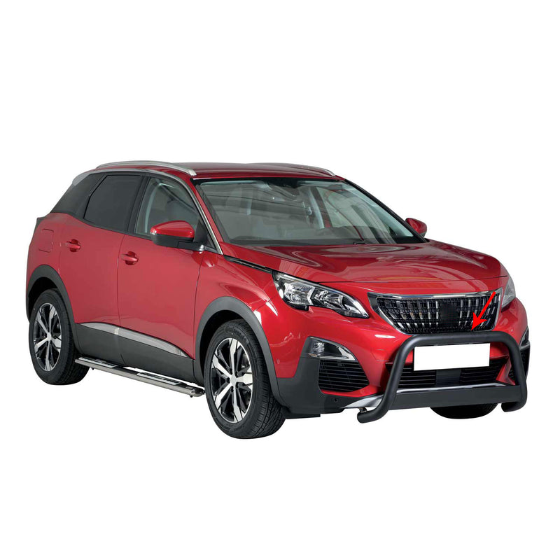 Pare-buffle Avant pour Peugeot 3008 2018-2021 63 mm en Acier Noir