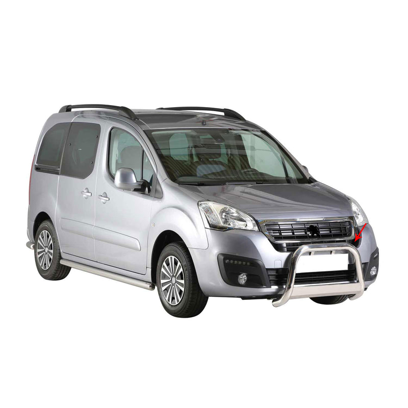 Pare-buffle Avant pour Peugeot Partner 2016-2025 63 mm en Acier Gris