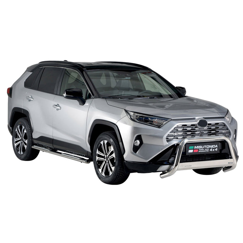 Marchepieds Latéraux pour Toyota RAV4 Hybride 2019-2025 Acier Inox Argent