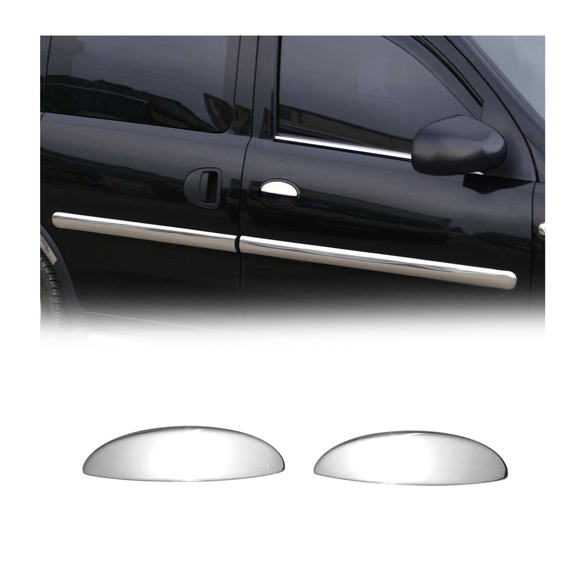 Couverture de poignée de porte pour Opel Corsa C 2000-2006 2Portes Acier Inox 2x