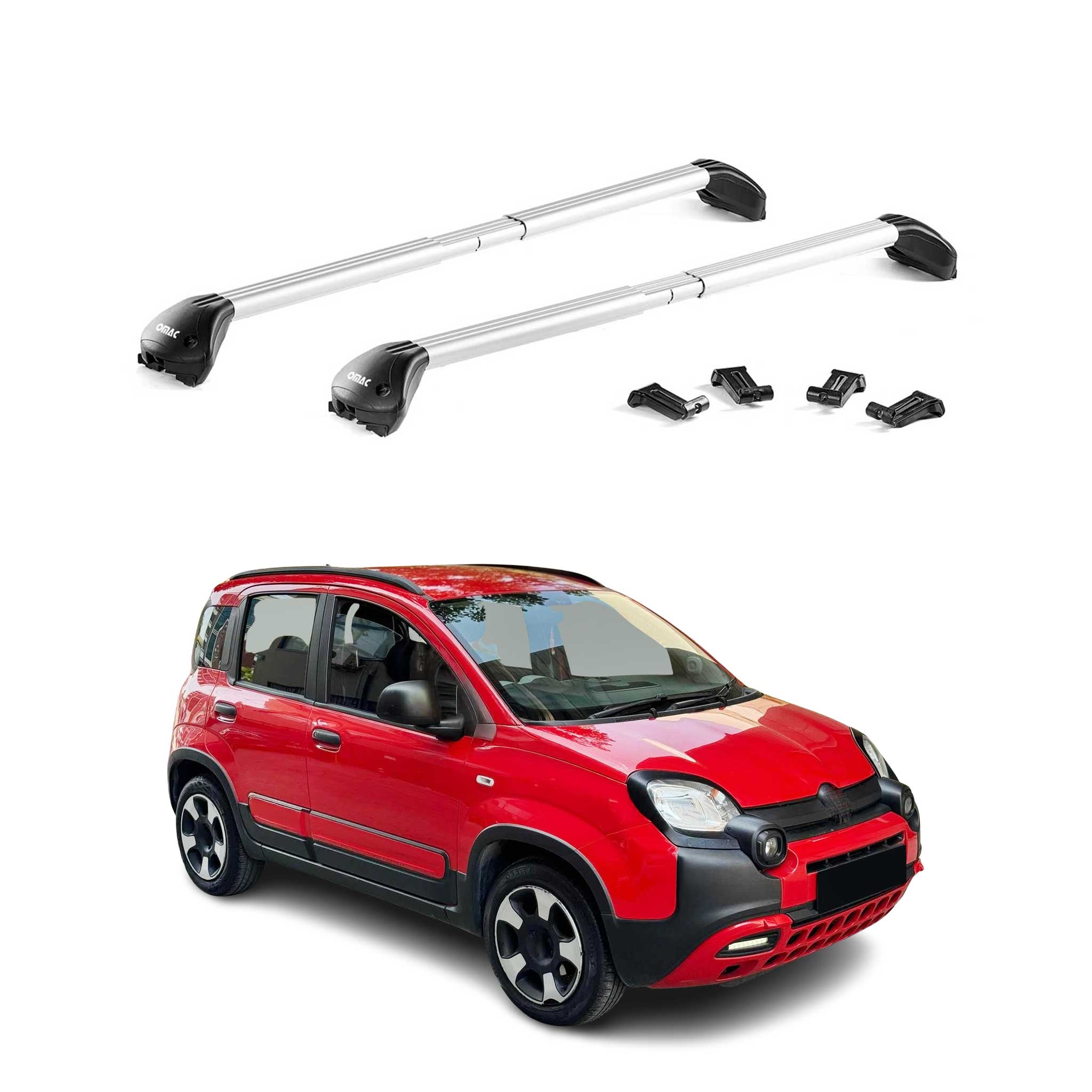 Barres de toit transversales pour Fiat Panda Cross 2012-2026 Alu Gris 2x ABE