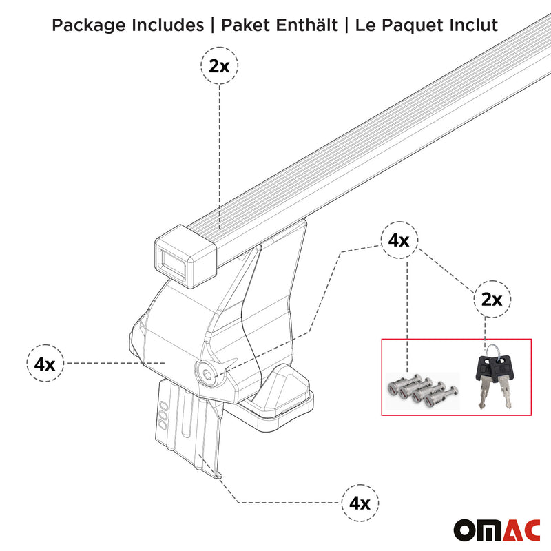 Menabo Barres de toit Transversales pour Suzuki Splash 2008-2014 Gris TUV 2x