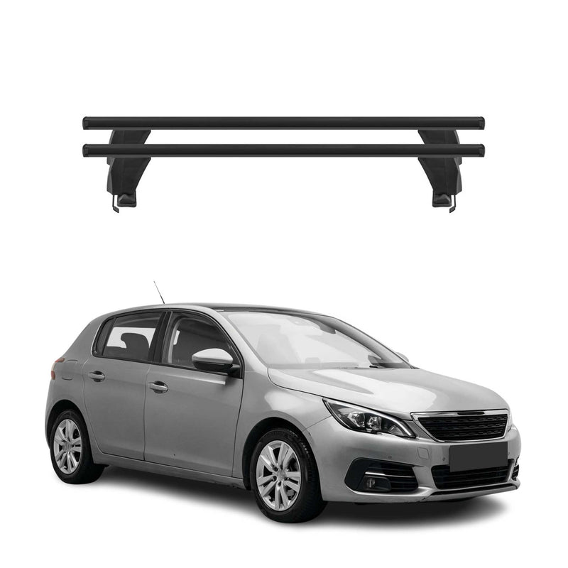 Menabo Barres de toit Transversales pour Peugeot 308 2013-2021 Alu Noir 2x ABE
