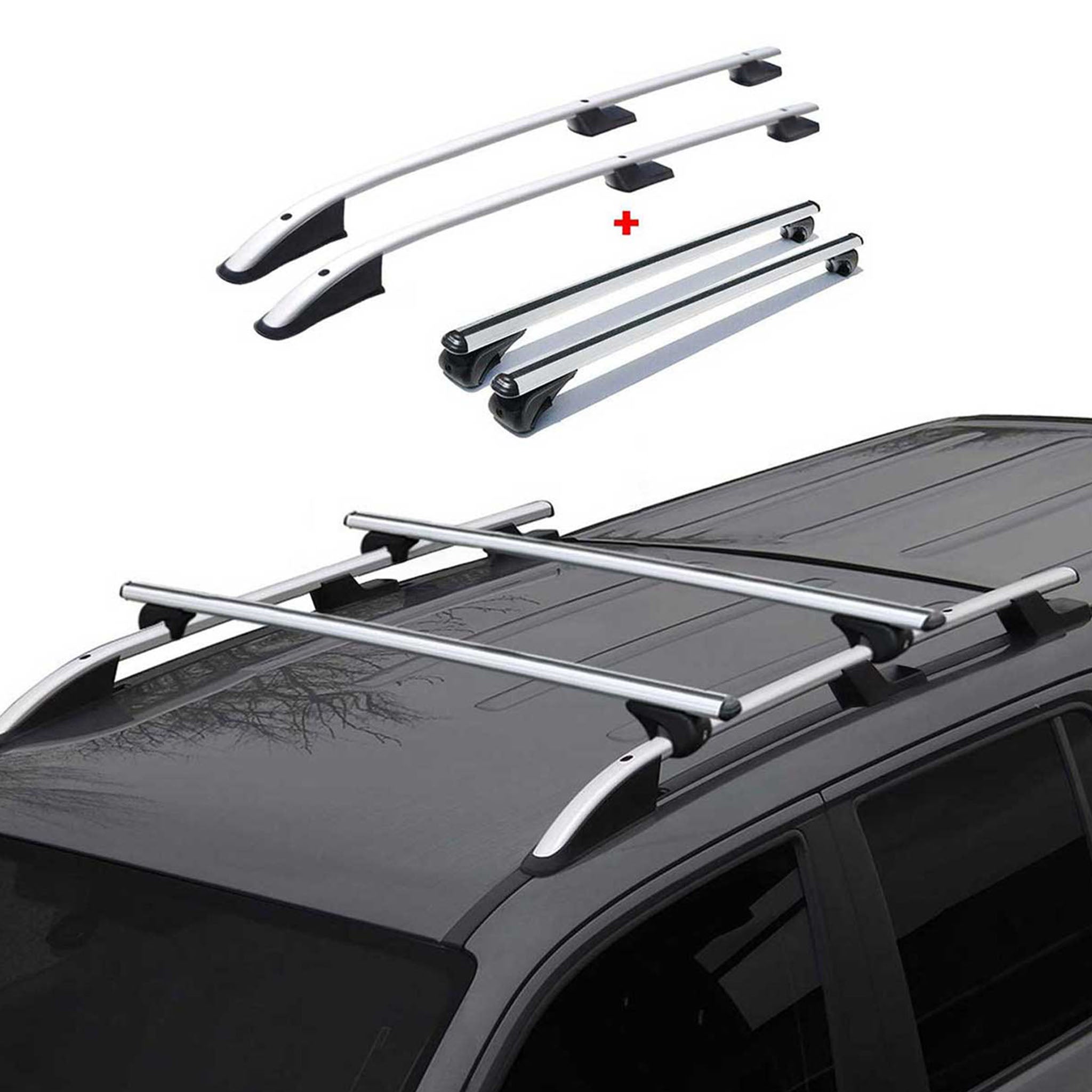 Kit Barres de toit pour Citroen Nemo Peugeot Bipper Gris Alu 4x