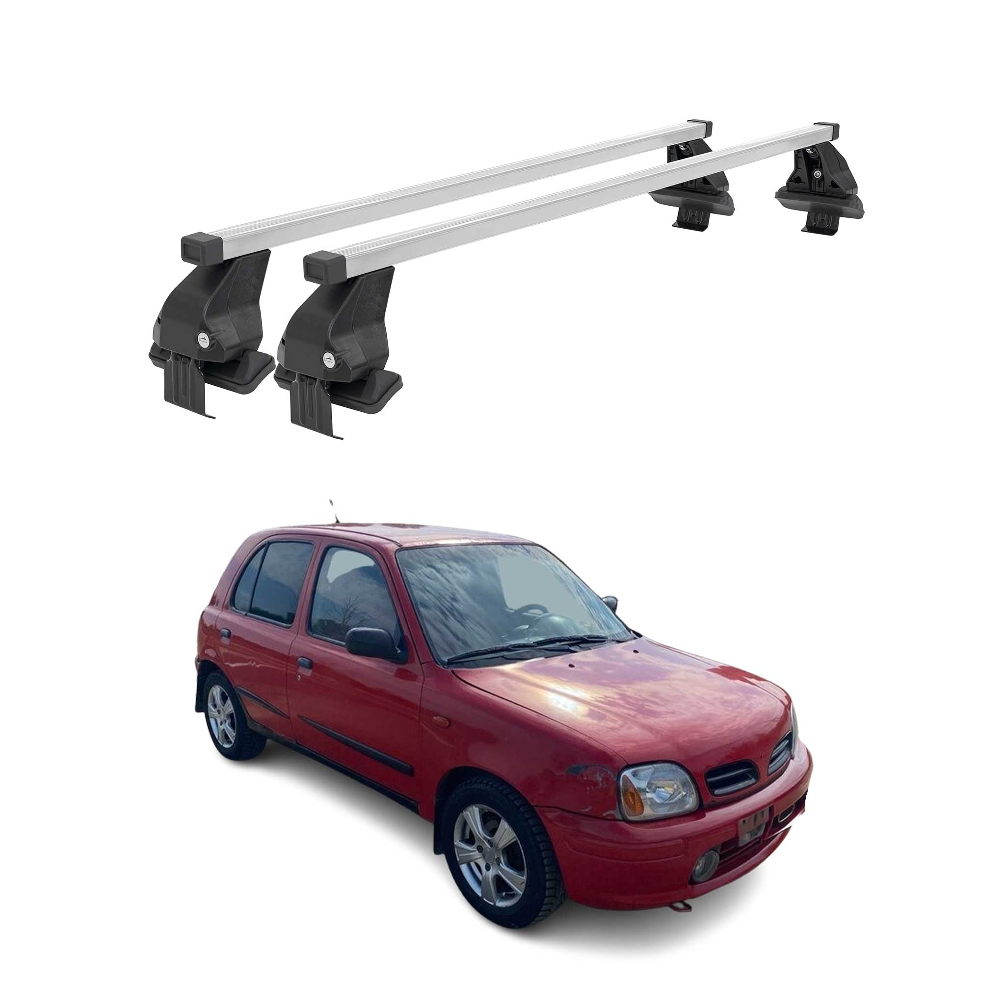 Barres de toit transversales pour Nissan Micra 1992-2003 Acier Argent