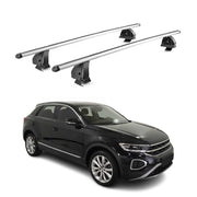 Barres de toit transversales Alu pour VW T-Roc 2017-2025 5Portes TÜV Gris 2Pcs