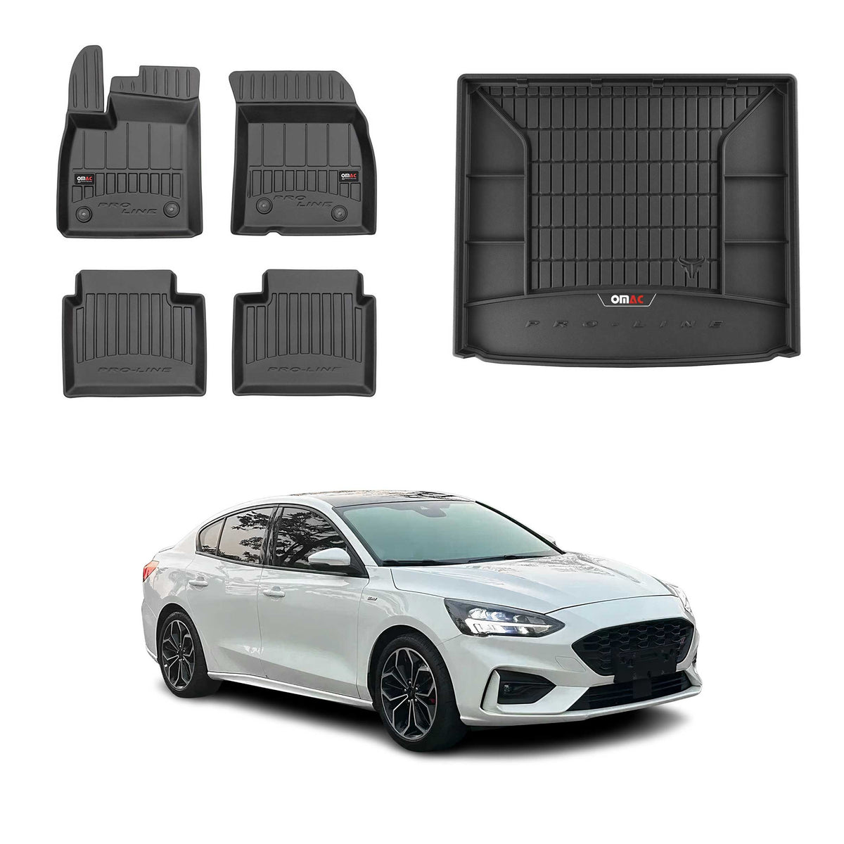 OMAC Kit Tapis de Sol et Coffre pour Ford Focus mk4 Break 2019-2025 Supérieur