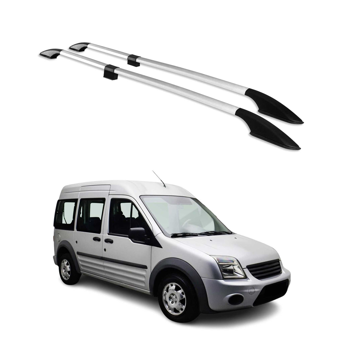 Barres de toit longitudinales pour Ford Connect 2002-2013 L2 Aluminium Gris
