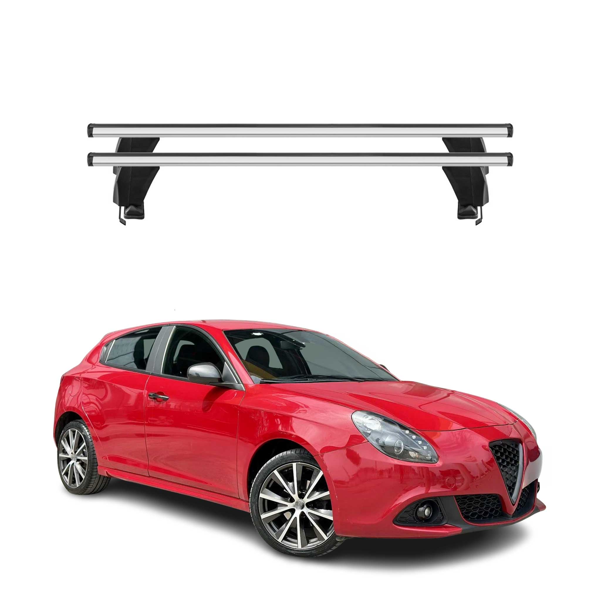Menabo Barres de transversales pour Alfa Romeo Giulietta 2010-2020 Alu Gris 2x