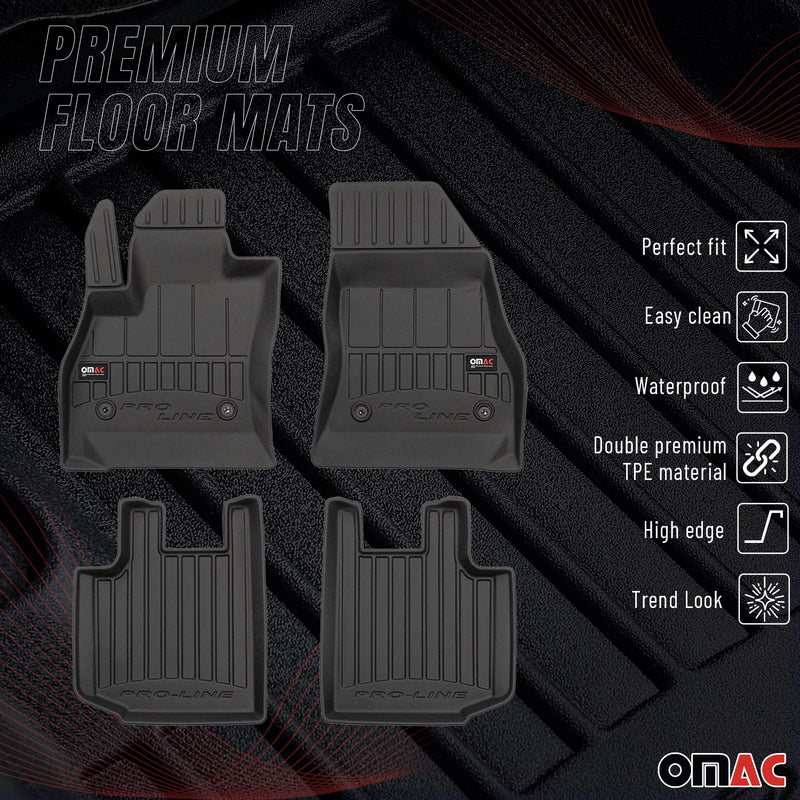 OMAC Tapis de sol en caoutchouc pour Fiat 500L 2012-2023 Noir Premium