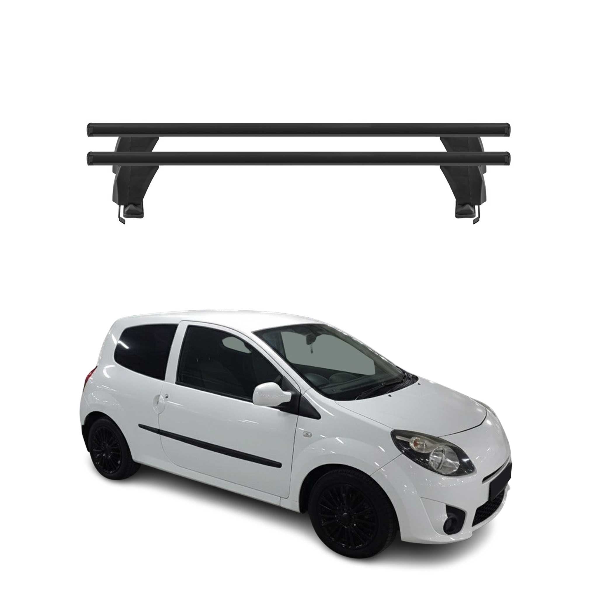 Menabo Barres de toit Transversales pour Renault Twingo II 2007-2013 Alu Noir