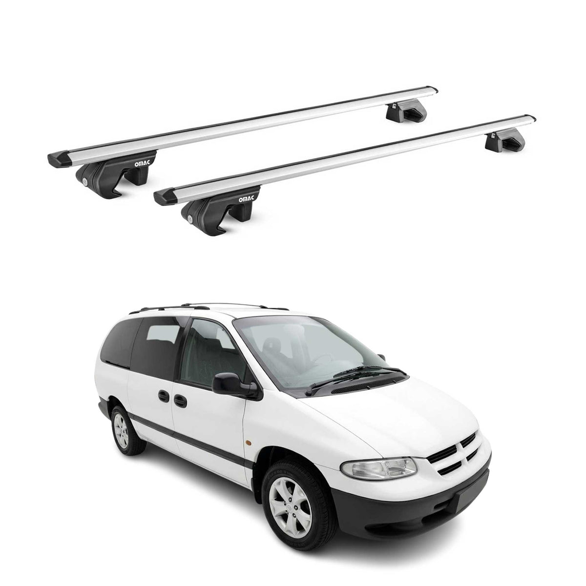 Barres de toit transversales ABE pour Chrysler Grand Voyager 1995-2007 Gris 2x