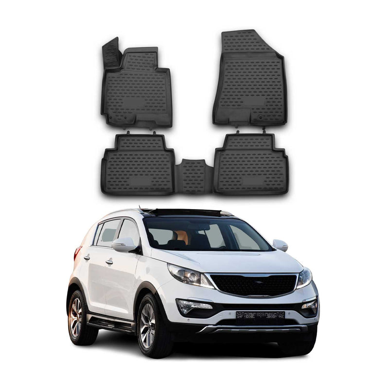 OMAC Tapis de sol pour KIA Sportage 2010-2015 en caoutchouc Noir