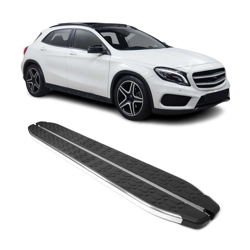 Marchepieds Latéraux pour Mercedes GLA Klasse X156 2013-2021 inox Argent Noir