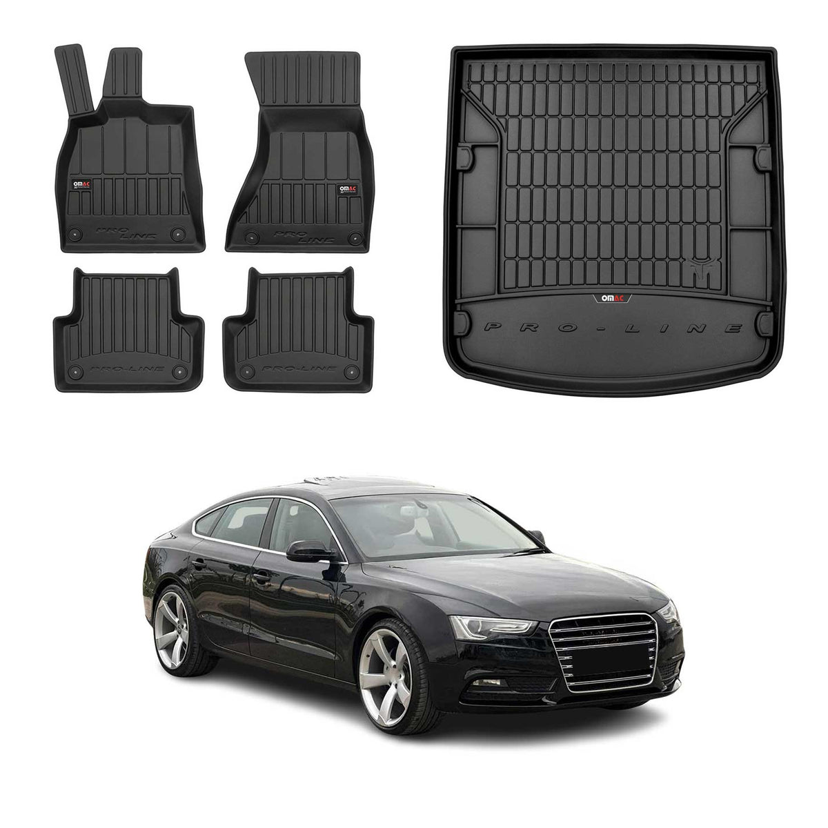 OMAC Kit Tapis de Sol et Coffre pour Audi A5 8TA Sportback 2009-2011 Pre-FL