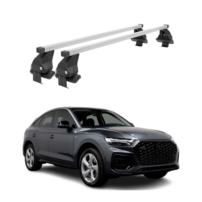 Menabo Barres de Toit Transversales pour Audi Q5 FYT 2021-2024 Alu Gris
