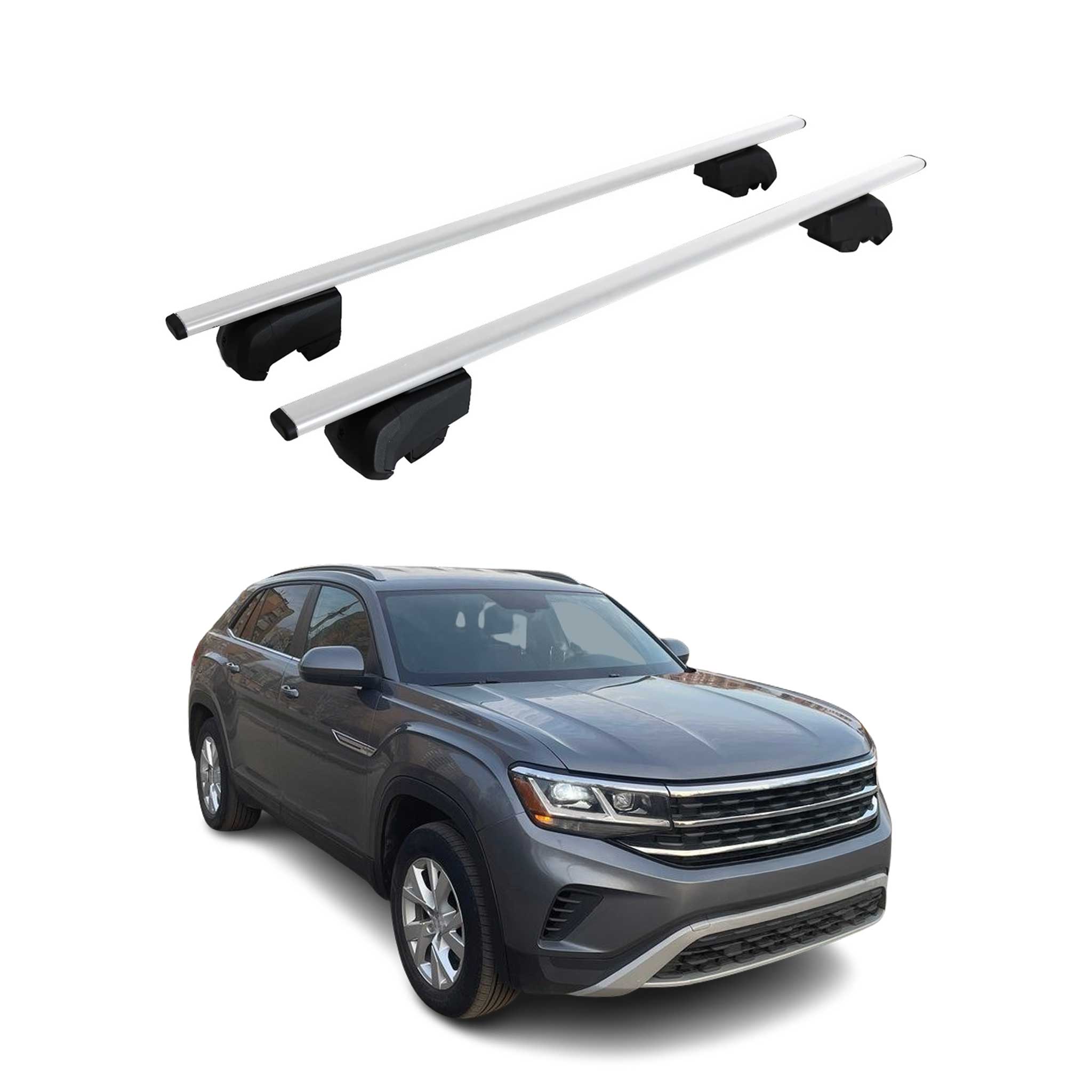 Barres de toit Transversales pour VW Atlas 2018-2023 Fer Argent ABE