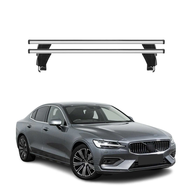 Menabo Barres de toit Transversales pour Volvo S60 2018-2025 Alu Gris ABE 2x