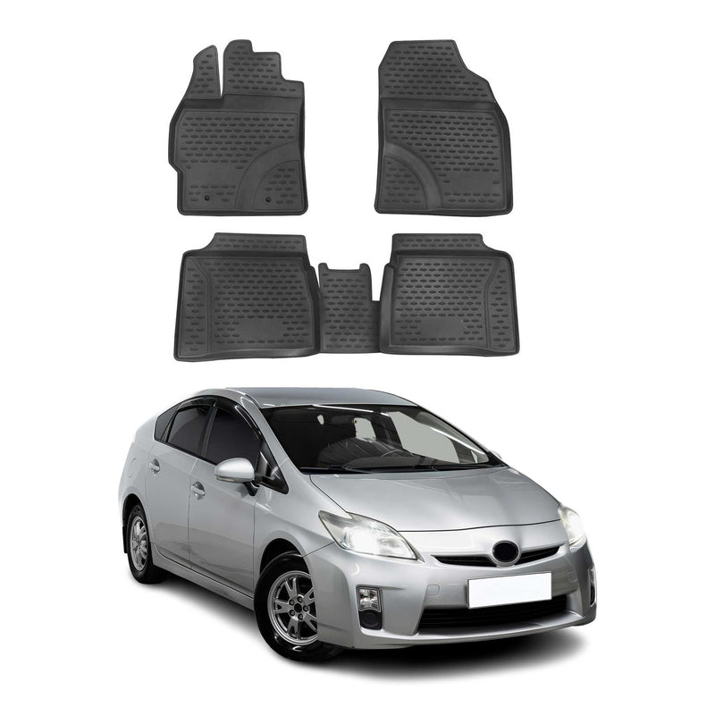 OMAC Tapis de sol pour Toyota Prius 2009-2015 sur mesure en caoutchouc Noir
