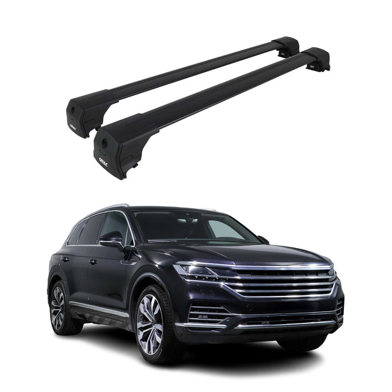 Barres De Toit Transversales pour VW Touareg 2018-2023 Aluminium Noir ABE