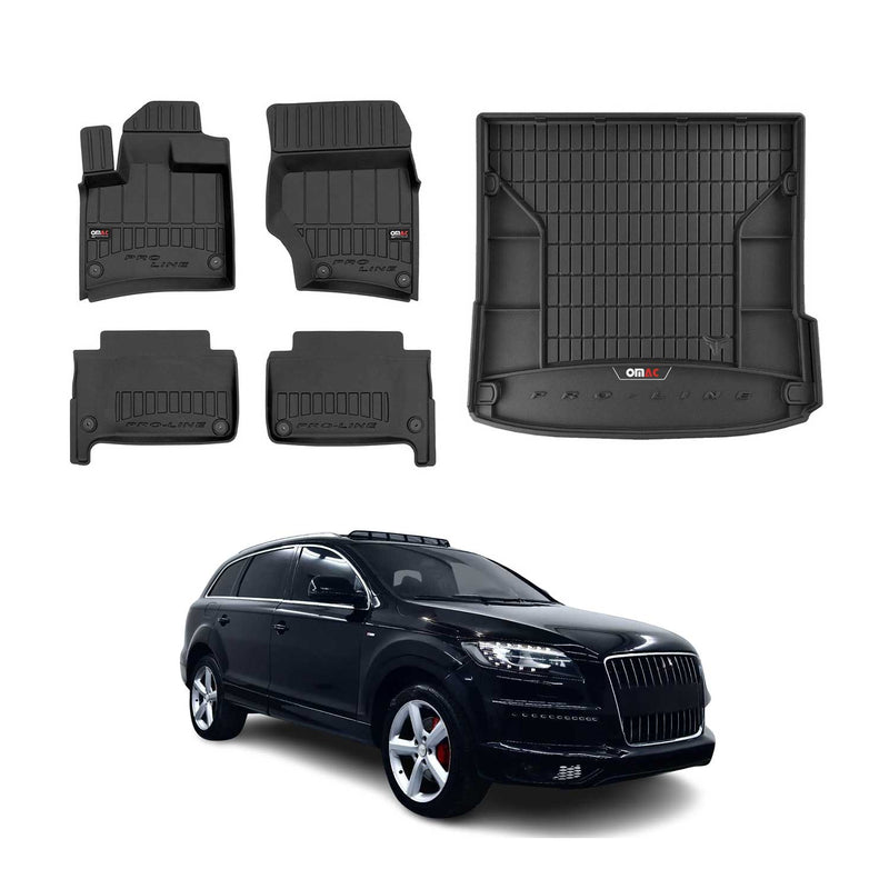 Kit Tapis de Sol et Coffre pour Audi Q7 2006-2015 TPE Noir
