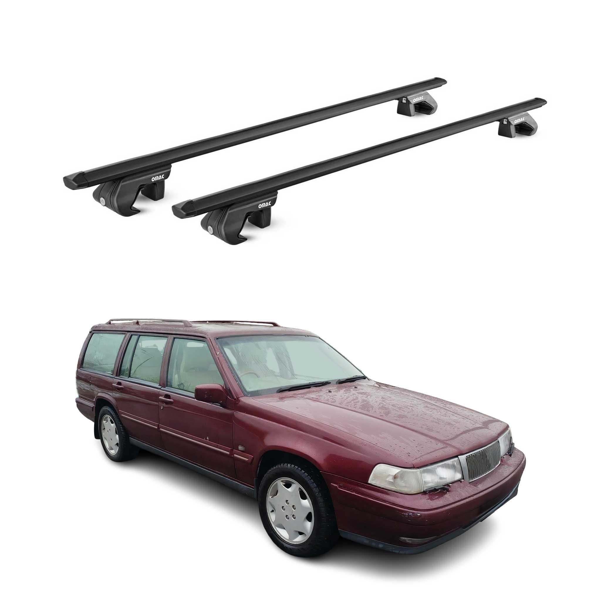 Barres de toit transversales ABE pour Volvo 960 1991-1998 5 P Alu Noir 2x