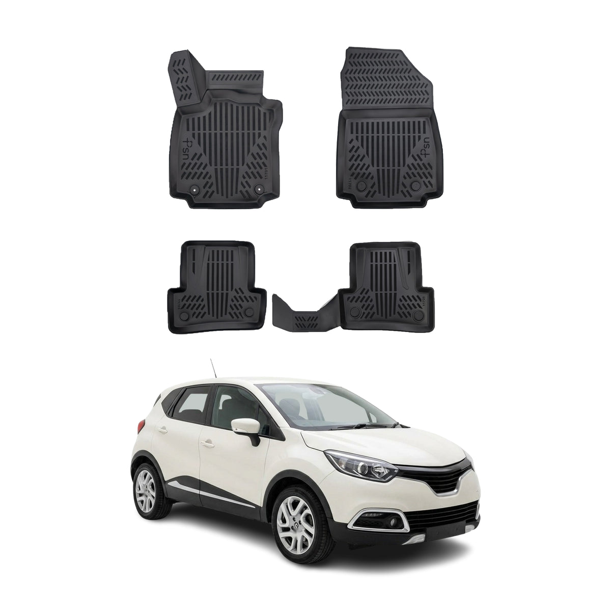 Tapis de sol pour Renault Captur 2013-2019 Noir 3D en Caoutchouc TPE 4Pcs