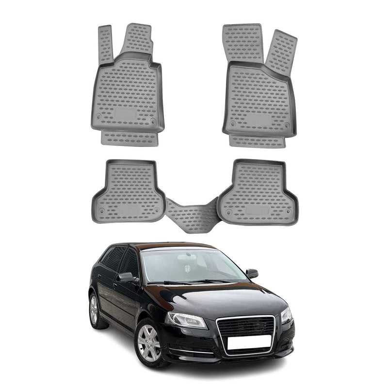 OMAC 3D Tapis de sol pour Audi A3 8PA 3Portes Sportback 2003-13 caoutchouc Gris