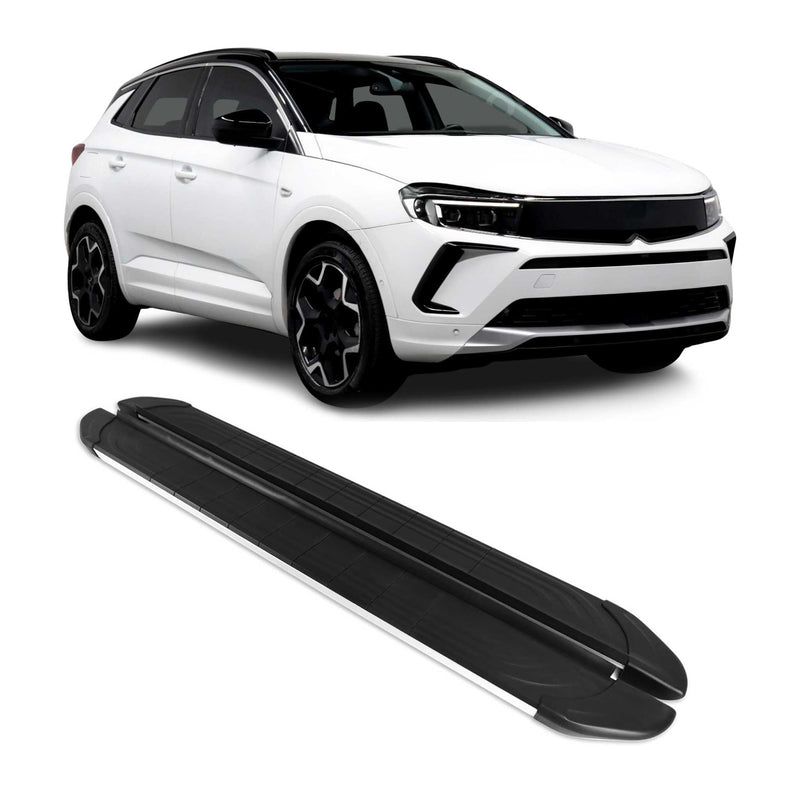 Marchepieds Latéraux pour Opel Grandland 2021-2024 Aluminium Gris Noir 2Pcs