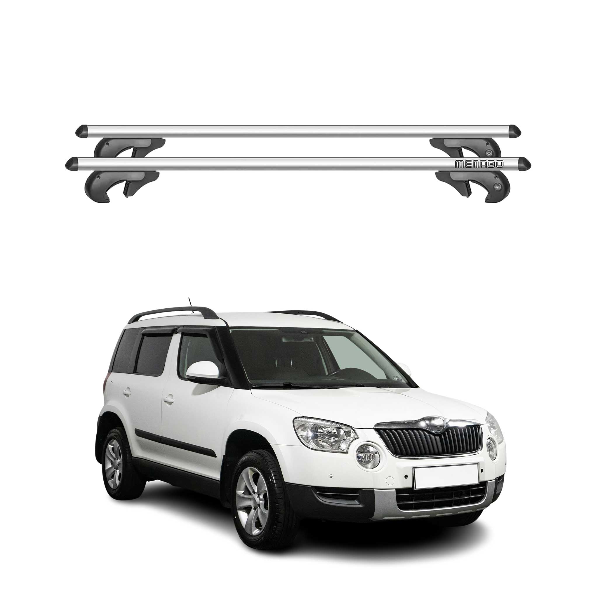 Barres de toit transversales pour Skoda Yeti 5L 2009-2013 90kg Alu Gris