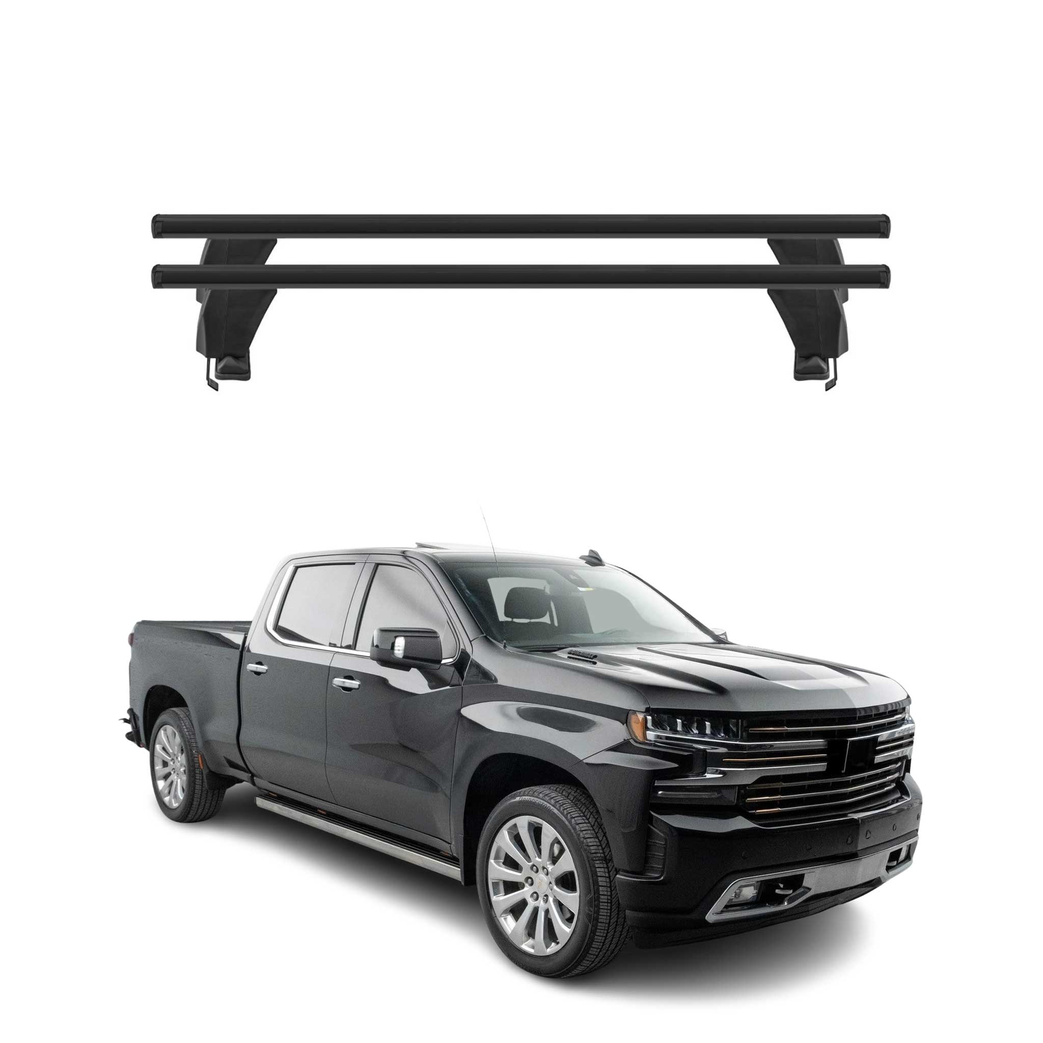 Barres de toit Transversales pour Chevrolet Silverado IV 2019-25 4Portes Noir 2x