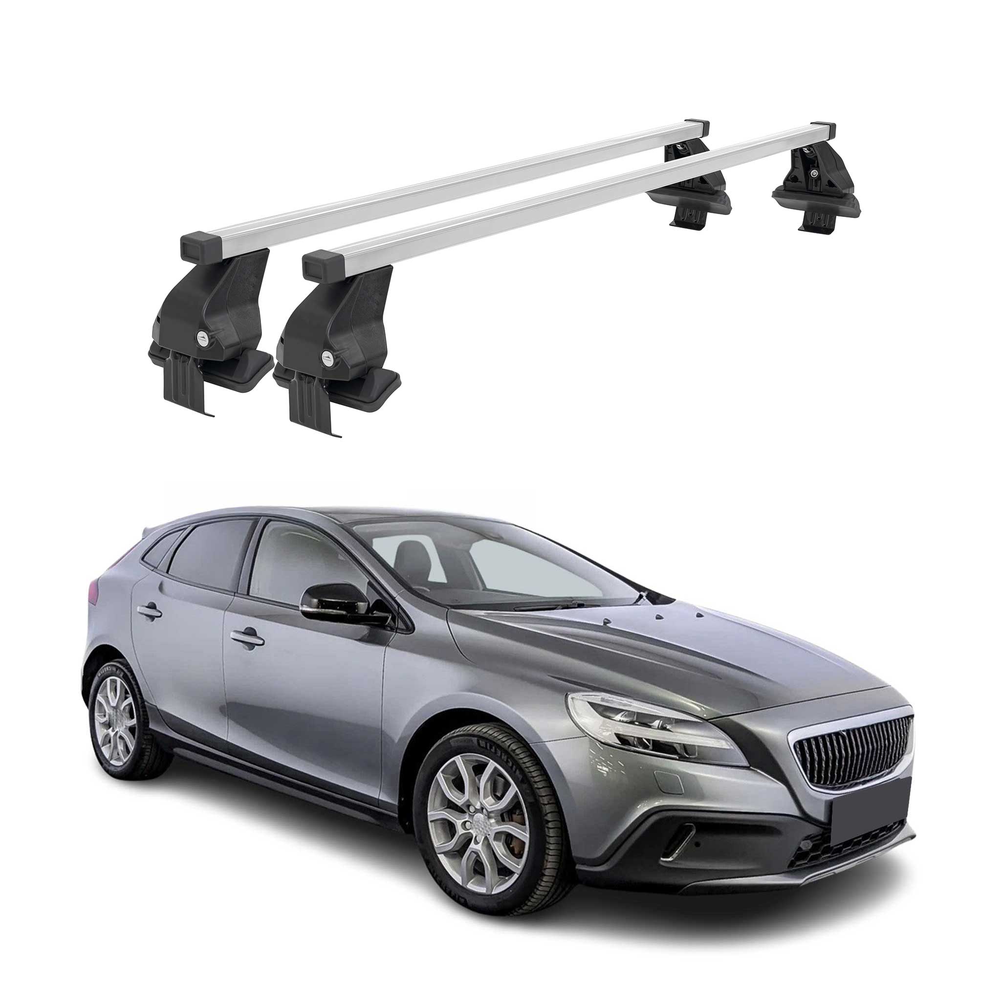 Barres de toit transversales pour Volvo V40 2016-2019 Acier Gris