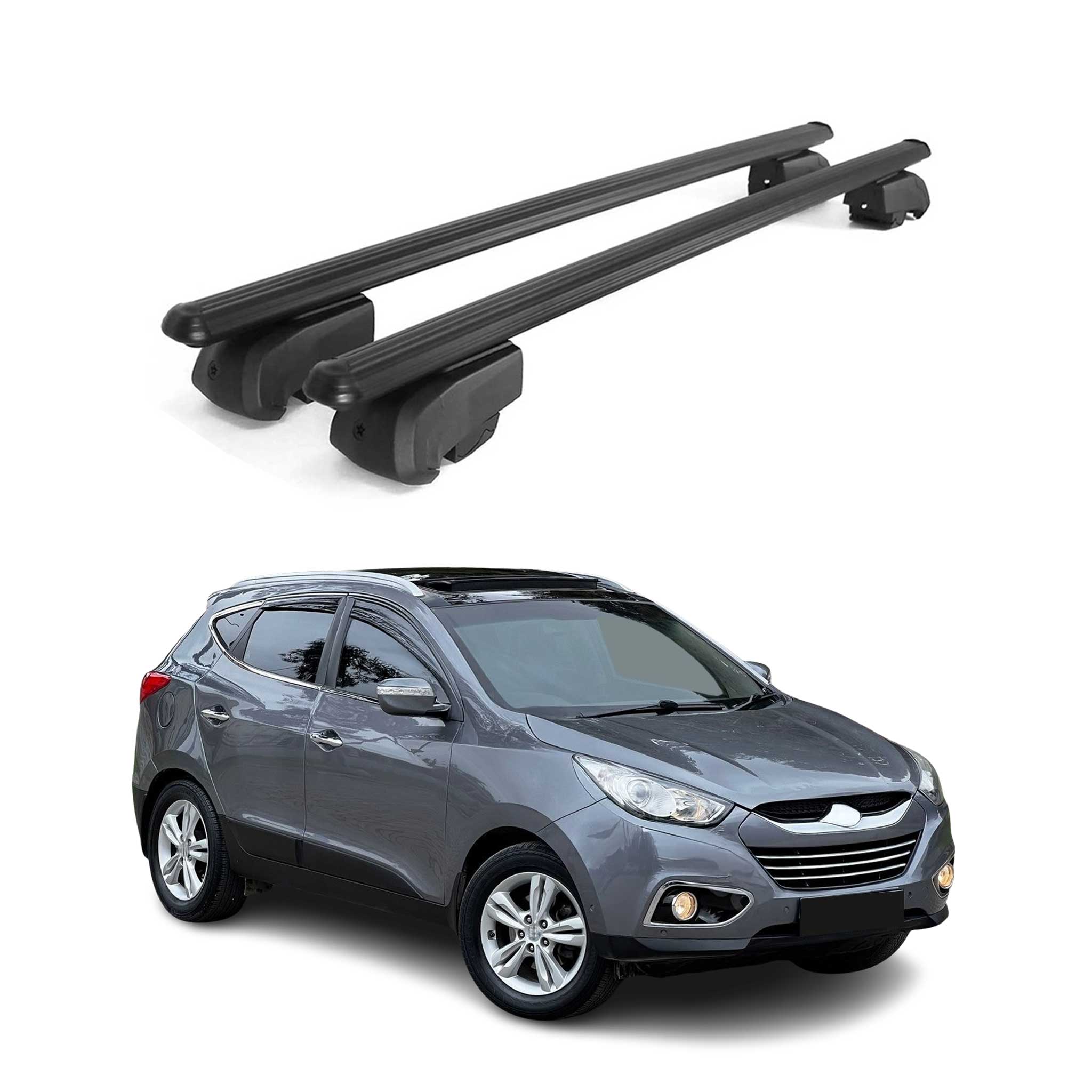Barres de toit Transversales pour Hyundai IX35 2010-2015 Aluminium Noir ABE