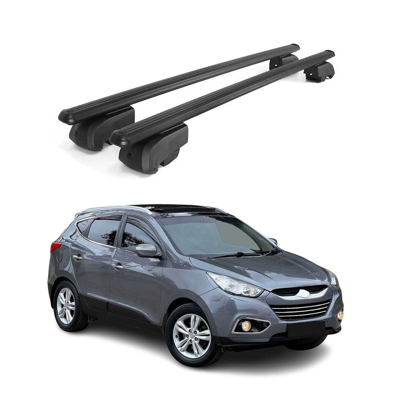 Barres de toit Transversales pour Hyundai IX35 2010-2015 Aluminium Noir ABE