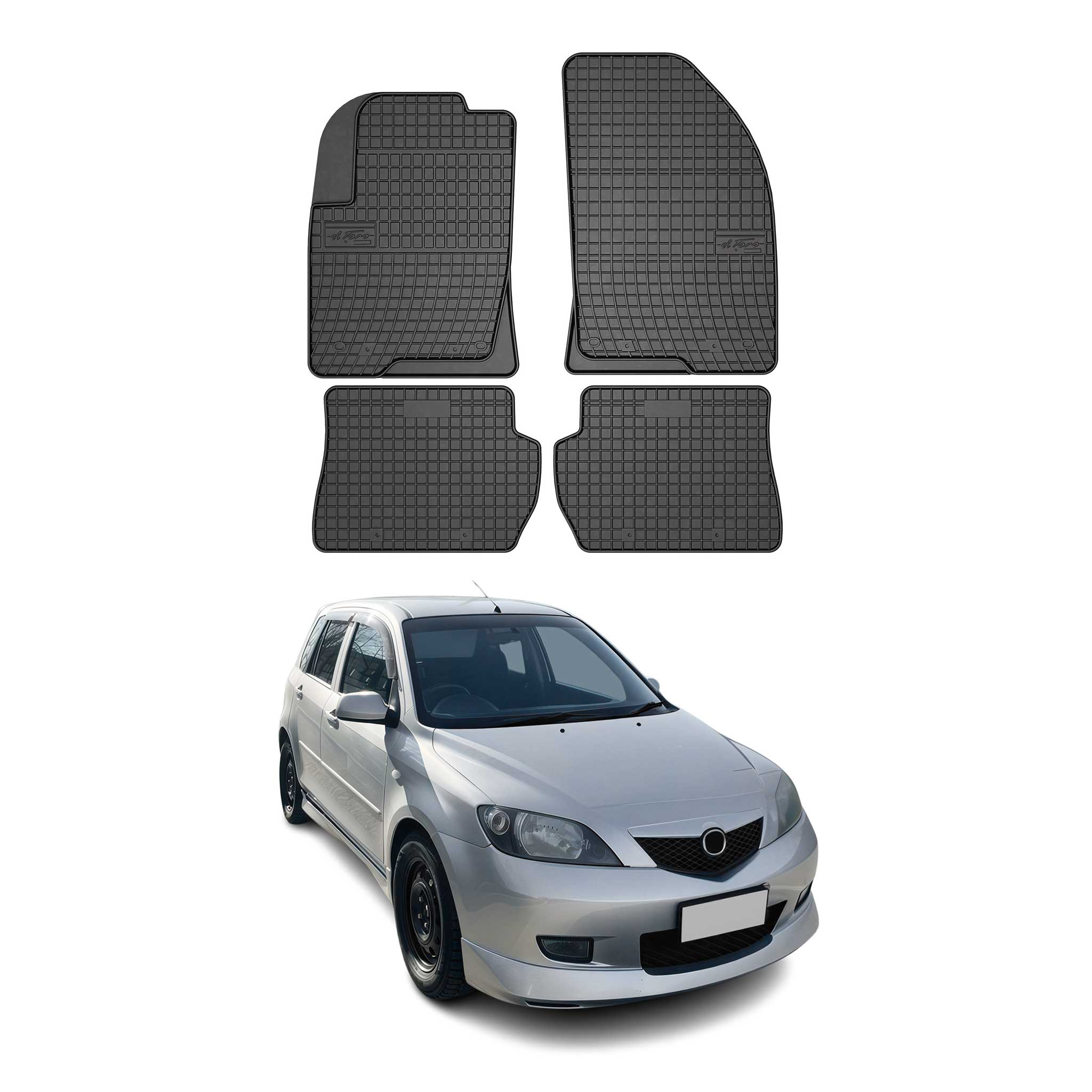 Tapis de Sol pour Mazda2 2002-2007 OMAC Noir Caoutchouc