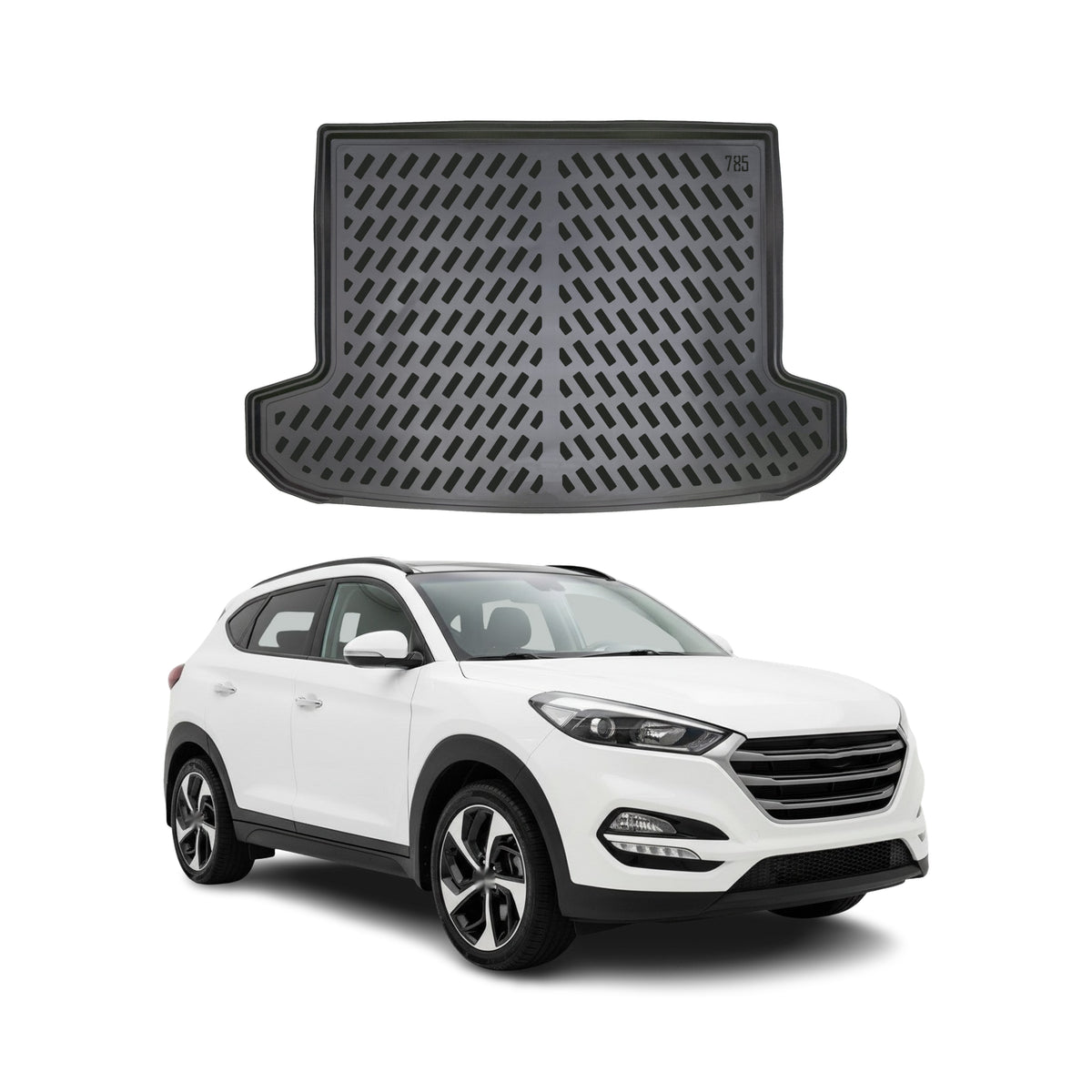 Tapis de coffre pour Hyundai Tucson 3 2015-2020 Noir 3D en Caoutchouc TPE