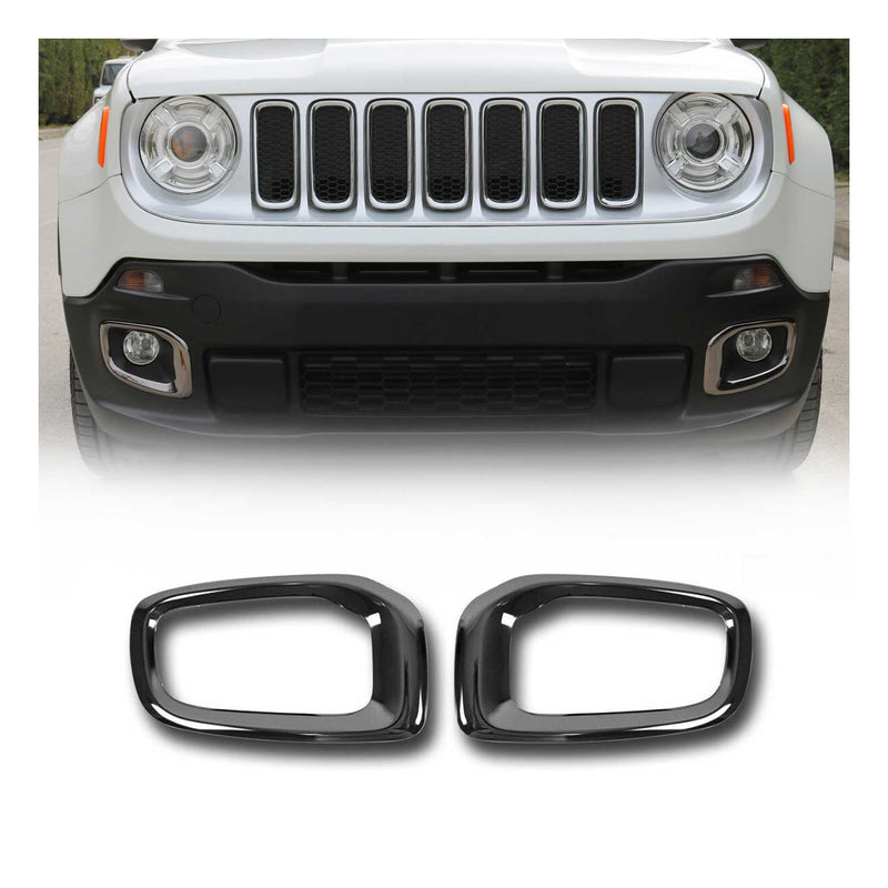 Cadres de Phares Antibrouillard Jeep Renegade SUV 2015-2019 Chromé Foncé - Noir