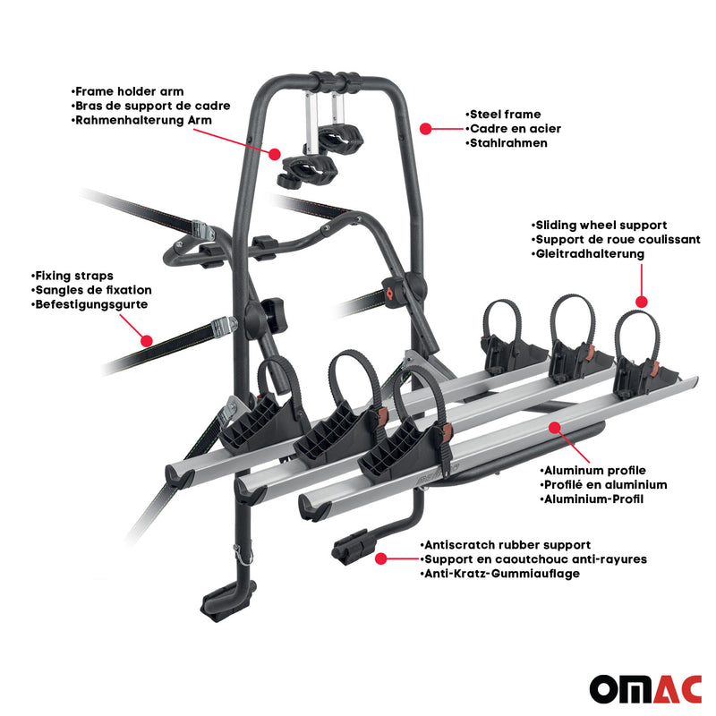 MENABO Porte-vélos sur Hayon pour BMW Serié 5 E39 1995-2003 3 Vélos