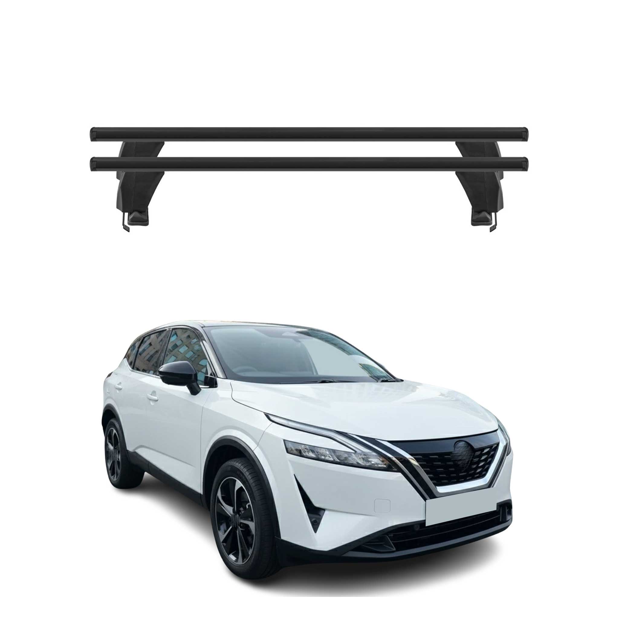 Barres de toit transversales pour Nissan Qashqai III J12 2021-2025 Alu Noir 2x