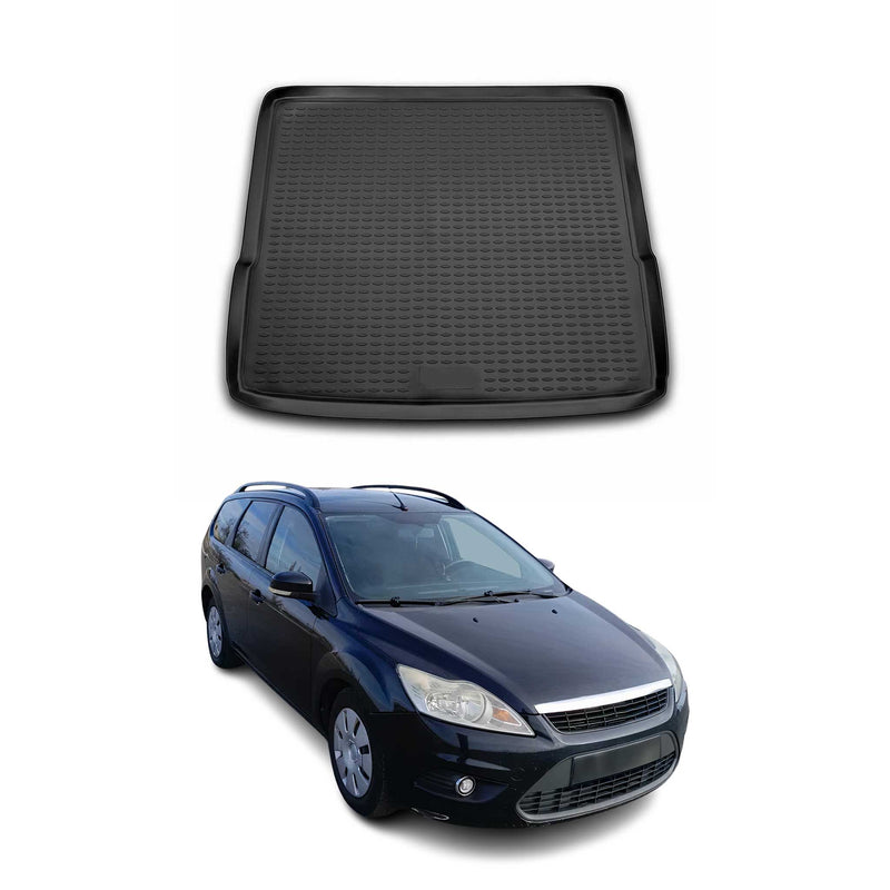 Tapis de Coffre pour Ford Focus 2004-2010 Turnier en caoutchouc TPE 3D Noir 1Pcs