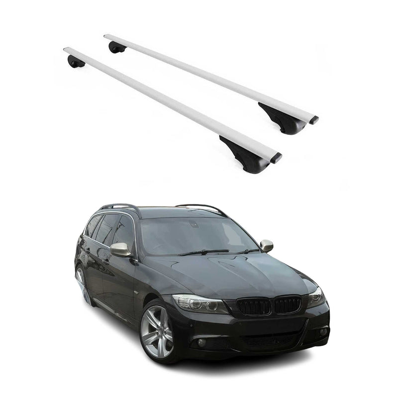 Barres de toit transversales pour BMW Série 3 E91 Break 2004-2012 Fer Argent