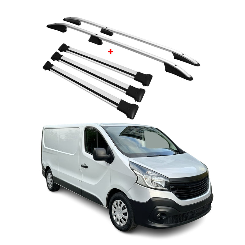 Kit Barres et Rails de Toit pour Renault Trafic 2014-2025 L2 Alu Gris