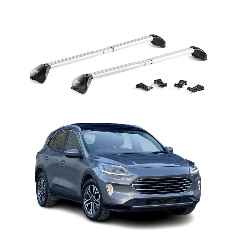 Barres de toit transversales pour Ford Kuga 2020-2025 Alu Gris Argenté 2x ABE