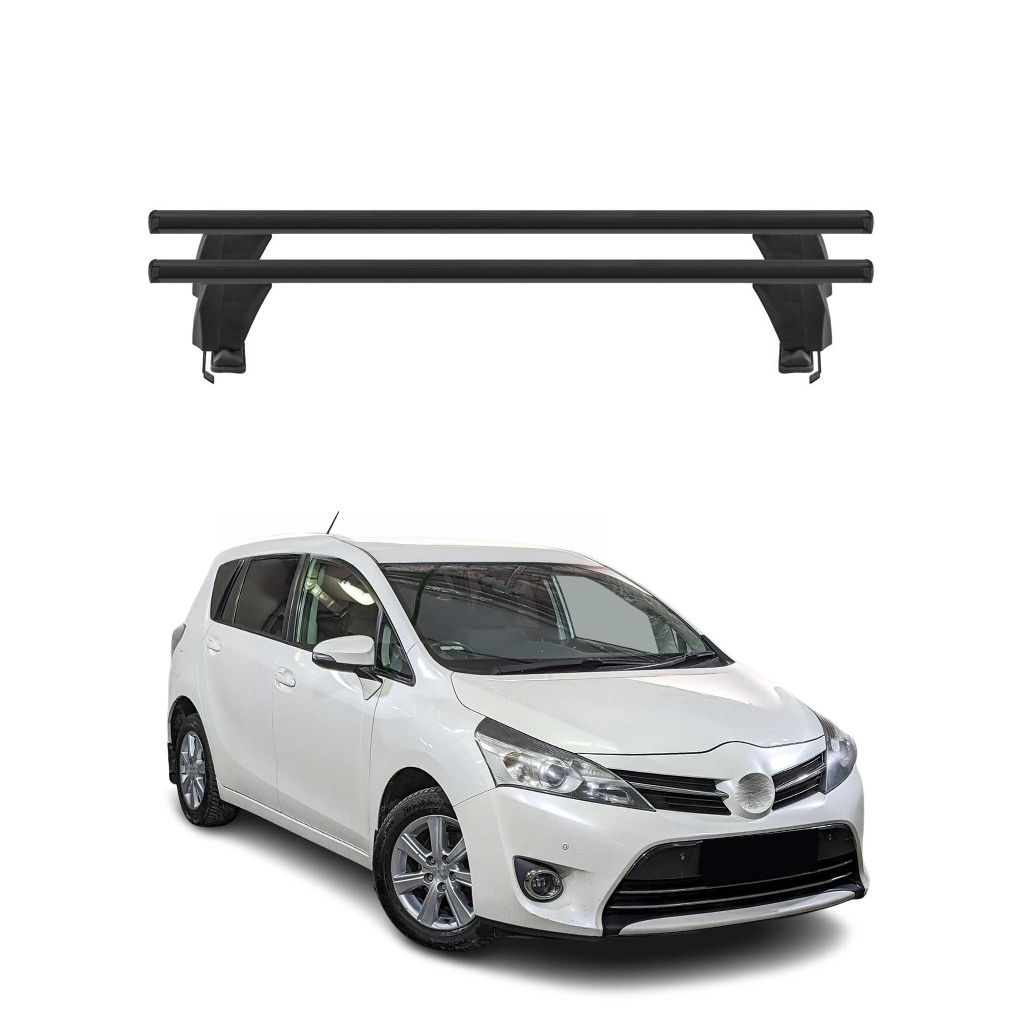 Menabo Barres de toit Transversales pour Toyota Verso S 2010-2017 Alu Noir ABE