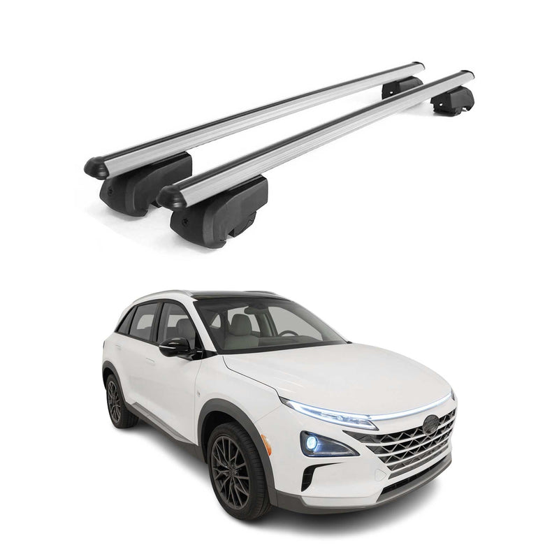 Barres de toit Transversales pour Hyundai Nexo 2019-2023 Aluminium Gris ABE
